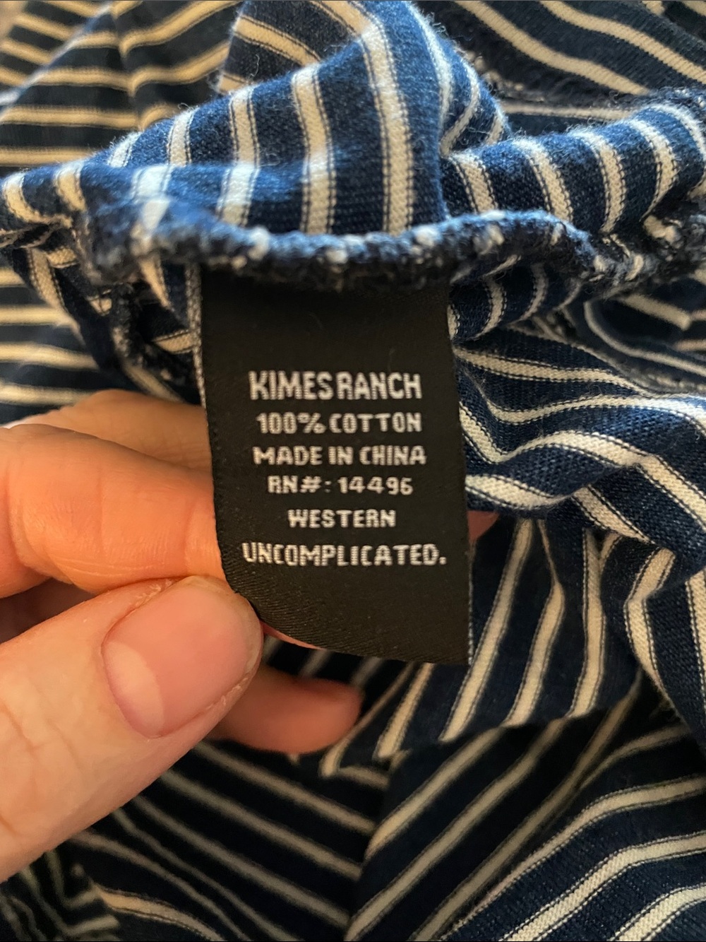 Kimes Ranch Navy and White Striped Lace-Up Long Sleeve Tee - Picture 4 of 4
